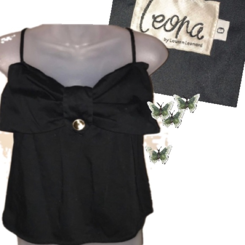 Black bow front Leona top
